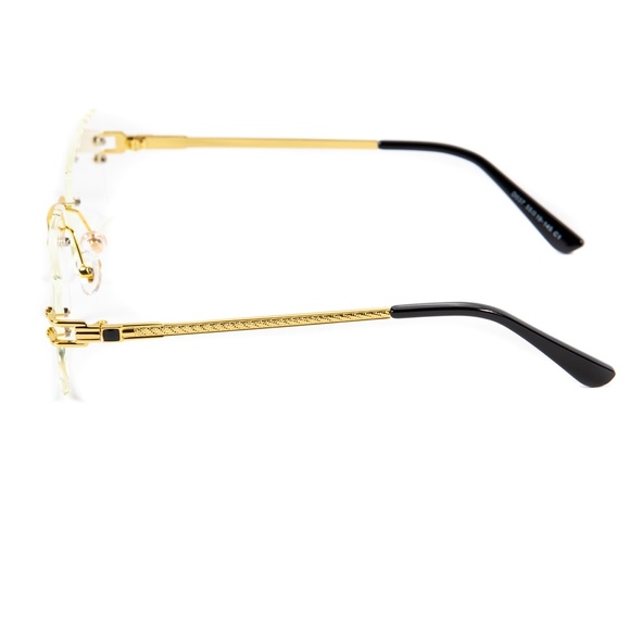 Gold Frame Vintage Clear Tint  Rimless Glasses - Picture 3 of 4